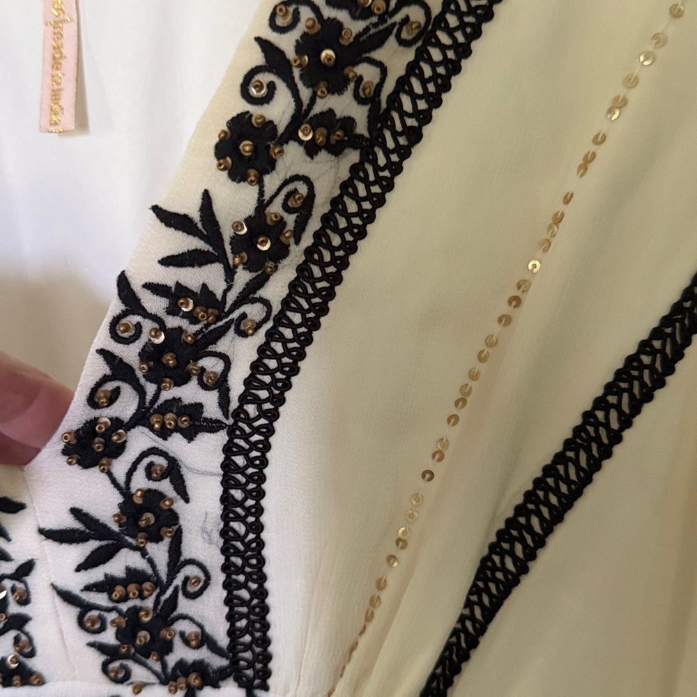 ANTHROPOLOGIE - VERB by Pallavi Singhee Black & White Beaded Maxi Dress S - Picture 14 of 16